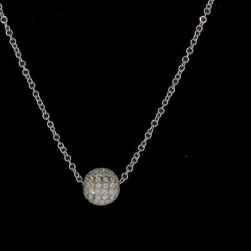 White Gold Resin Ball Pendant necklace