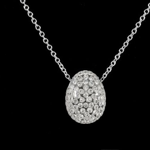 Egg Shaped Diamond Pendant Necklace